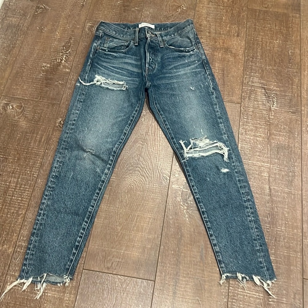 Moussy Vintage Distressed Cropped Frayed Ankle Skinny Jeans 25